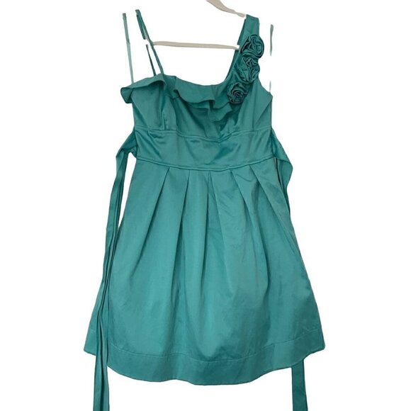 Charlotte Russe Women Juniors One Shoulder Rosette Aqua Dress, Size 7/8 juniors - Picture 2 of 12